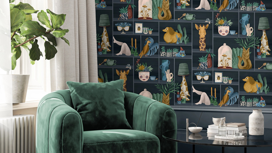 BMWL005/10B The Cabinet Wild Life Wallpaper by Brand McKenzie BMWL005/10B The Cabinet Wild Life Wallpaper by Brand McKenzie