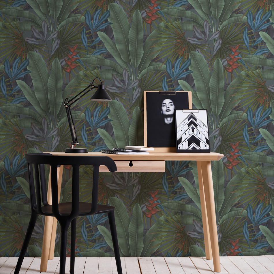 WH30113 Tropical Leaves Welcome Home Purple Lilac Wallpaper By Galerie WH30113 Tropical Leaves Welcome Home Purple Lilac Wallpaper By Galerie