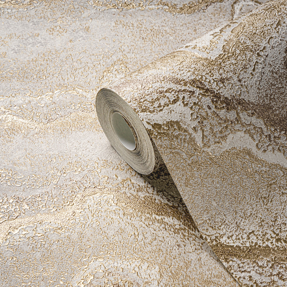 WH30174 Water Marble Welcome Home Gold Wallpaper By Galerie