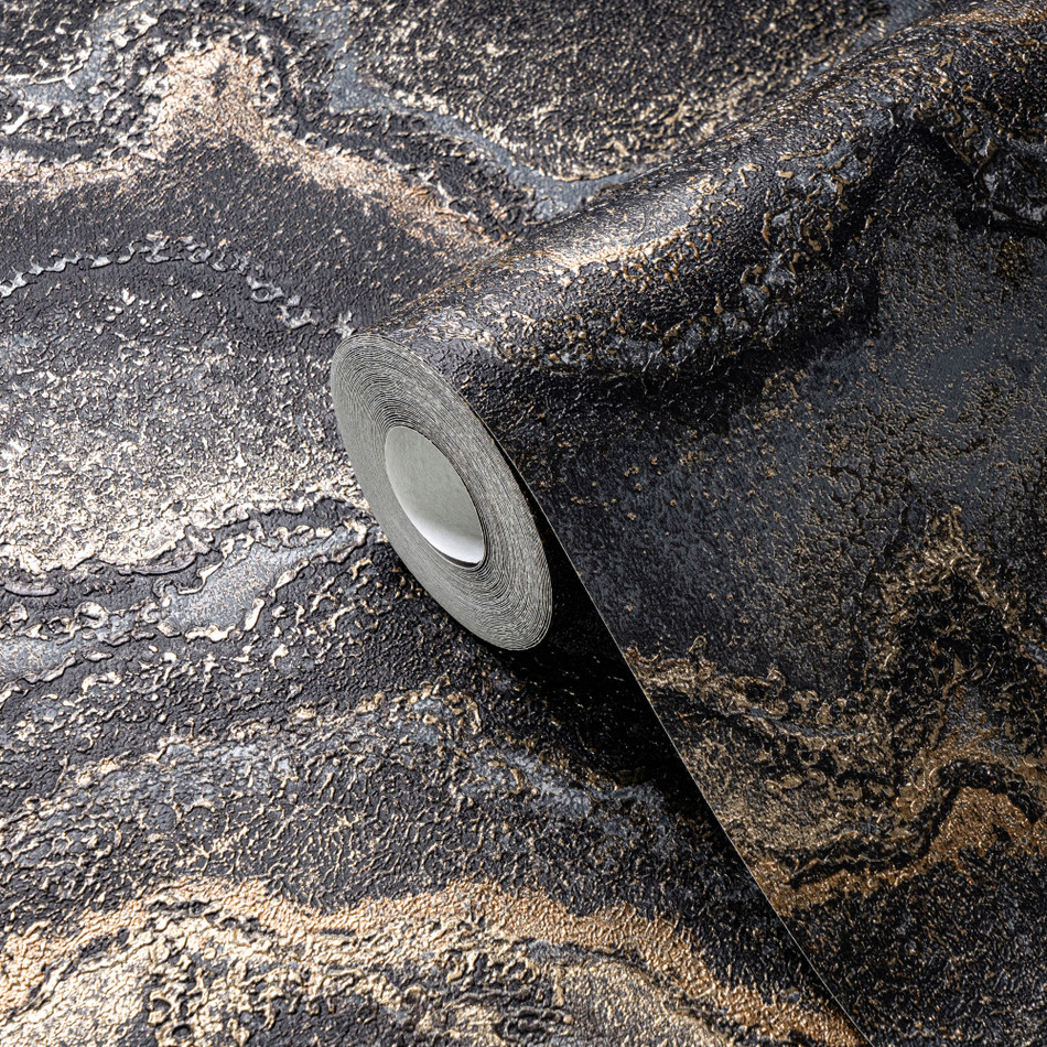 WH30176 Water Marble Welcome Home Black Wallpaper By Galerie