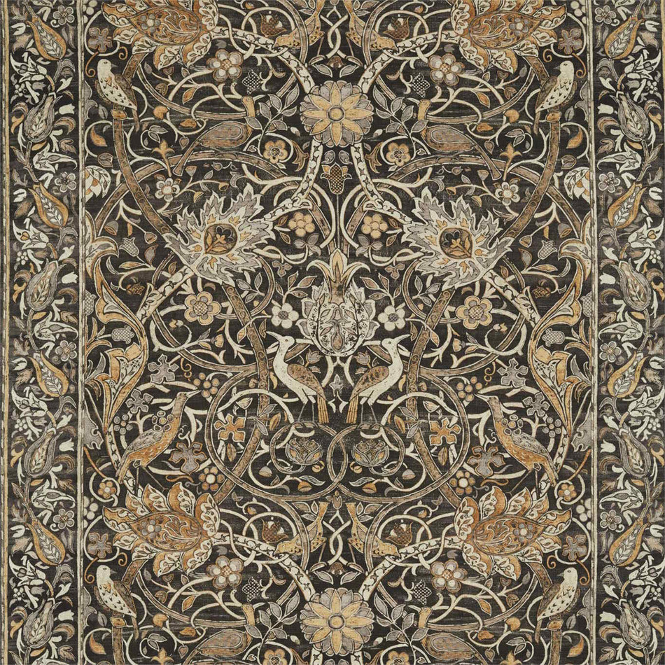 226393 Bullerswood Archive IV The Collector Charcoal/Mustard Fabric by Morris & Co