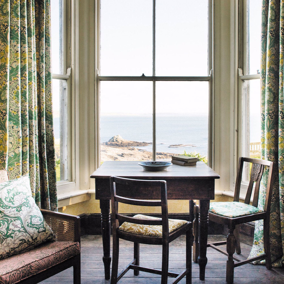 226985 Honeysuckle Cornubia Sky/Burnt Orange Fabric by Morris & Co 226985 Honeysuckle Cornubia Sky/Burnt Orange Fabric by Morris & Co