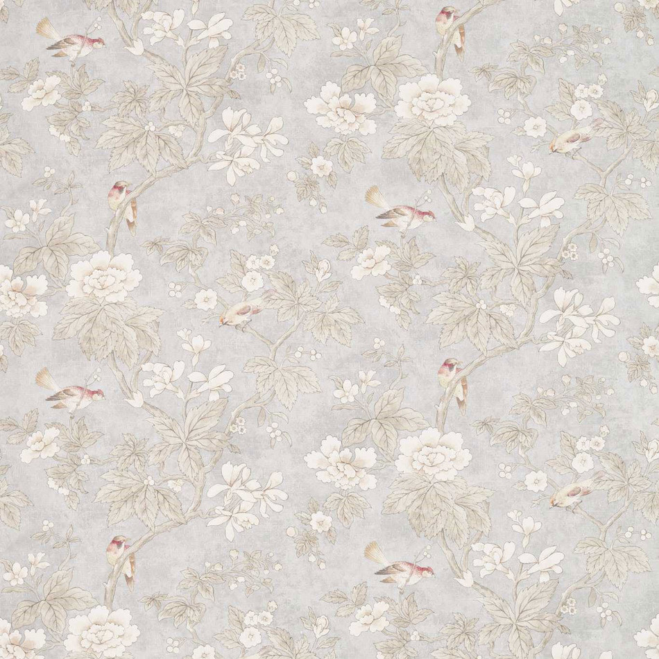 226369 Chiswick Grove Country Woodland Silver Fabric by Sanderson