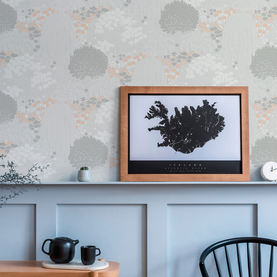 FL61130 Fairytale Leaves Motif Flourish Grey and Pink Wallpaper By Galerie FL61130 Fairytale Leaves Motif Flourish Grey and Pink Wallpaper By Galerie