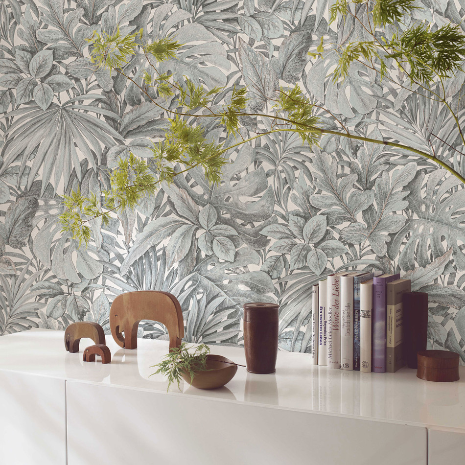 33306 Jungle Leaves The New Design Book White and Green Wallpaper By Galerie