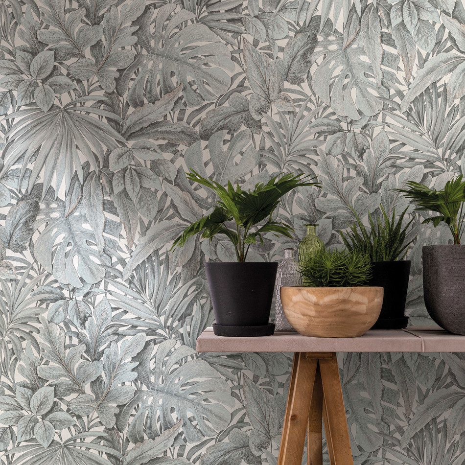 33306 Jungle Leaves The New Design Book White and Green Wallpaper By Galerie