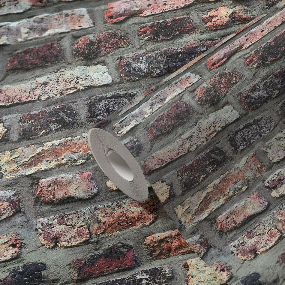 BB51113 Brickshire Residents Motif Bricks and More Beige, Brown and Grey Wallpaper By Galerie