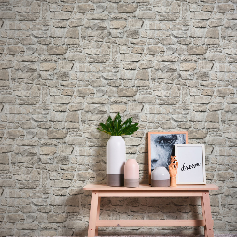 BB51130 Stone Symphony Motif Bricks and More Beige and Grey Wallpaper By Galerie BB51130 Stone Symphony Motif Bricks and More Beige and Grey Wallpaper By Galerie