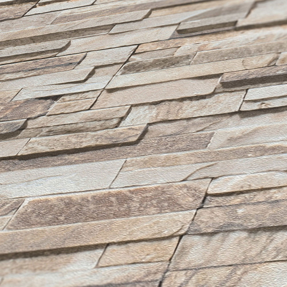 BB51151 Graceful Granite Motif Bricks and More Beige, Brown and Grey Wallpaper By Galerie