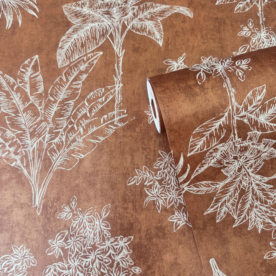 DWP0361-07 Floating Foliage Zen Orange Wallpaper By Galerie DWP0361-07 Floating Foliage Zen Orange Wallpaper By Galerie