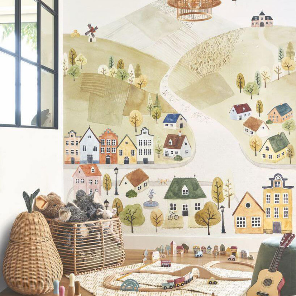 OUTD200713604 Welcome To The Village Large Panel Once Upon A Time 2 Wallpaper by Casadeco