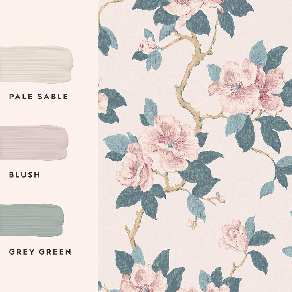 130096 Maya Linen Wallpaper by Laura Ashley