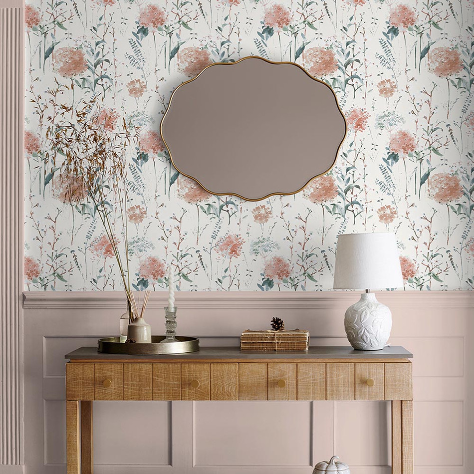 130104 Pallington Bloom Plaster Pink Wallpaper by Laura Ashley