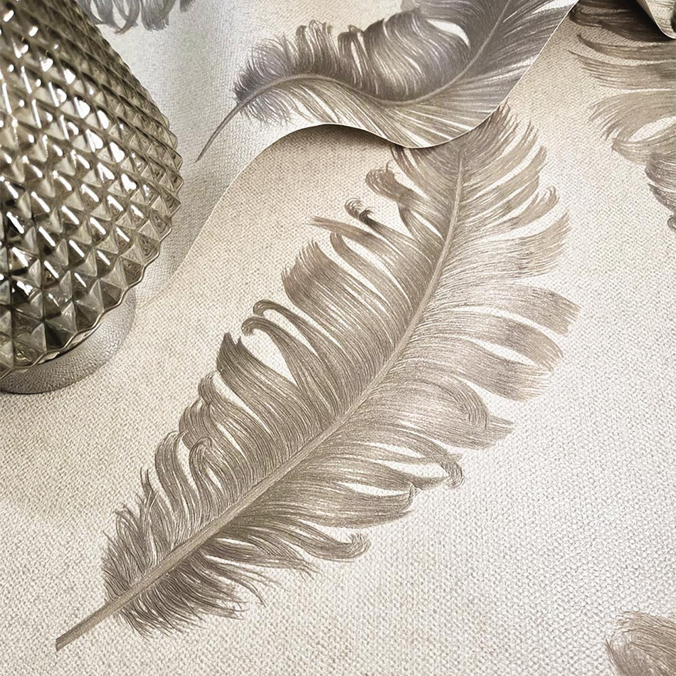 GB4411 Ciara Feather Mocha Beige Wallpaper by Belgravia Zambaiti Parati
