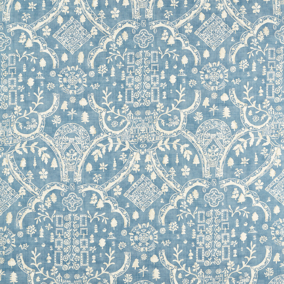 227330 Topiary View Highgrove Tetbury Blue Fabric by Sanderson