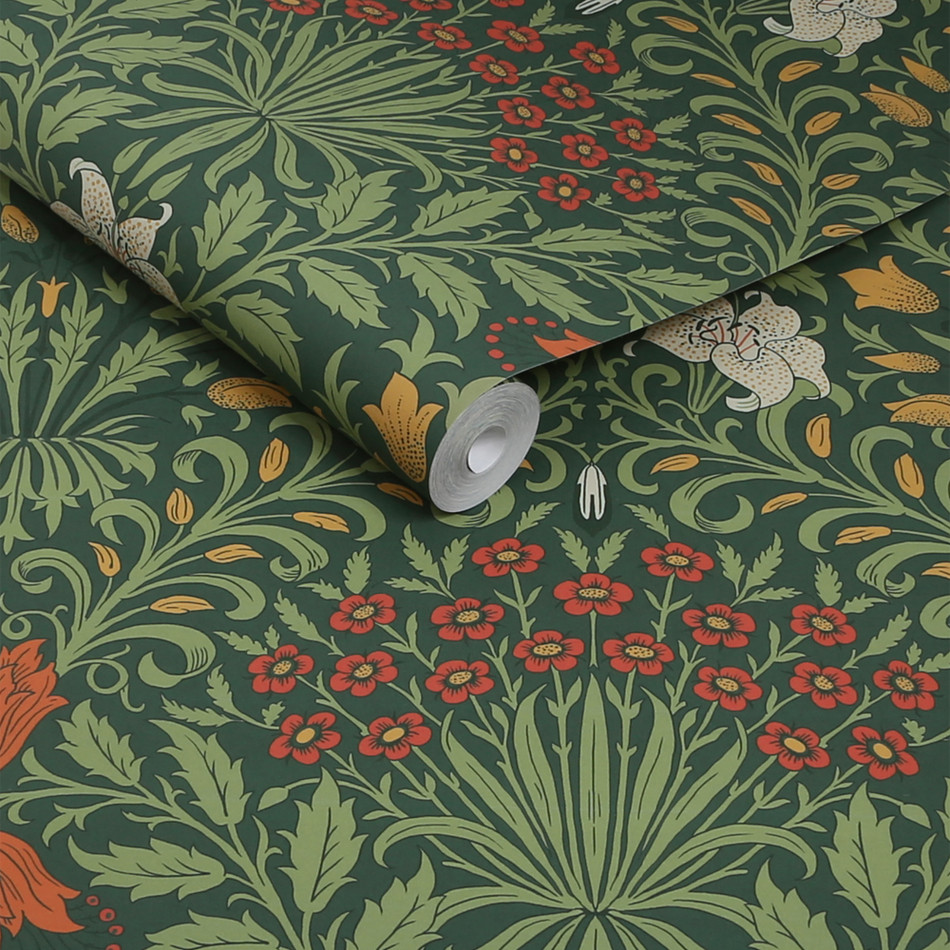 140495 Garden Moss Green William Morris at Home Wallpaper by Graham & Brown