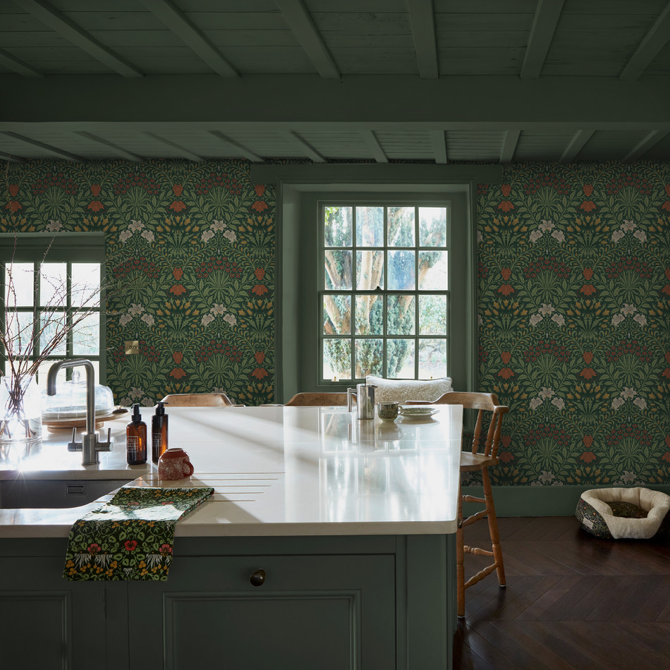 140495 Garden Moss Green William Morris at Home Wallpaper by Graham & Brown