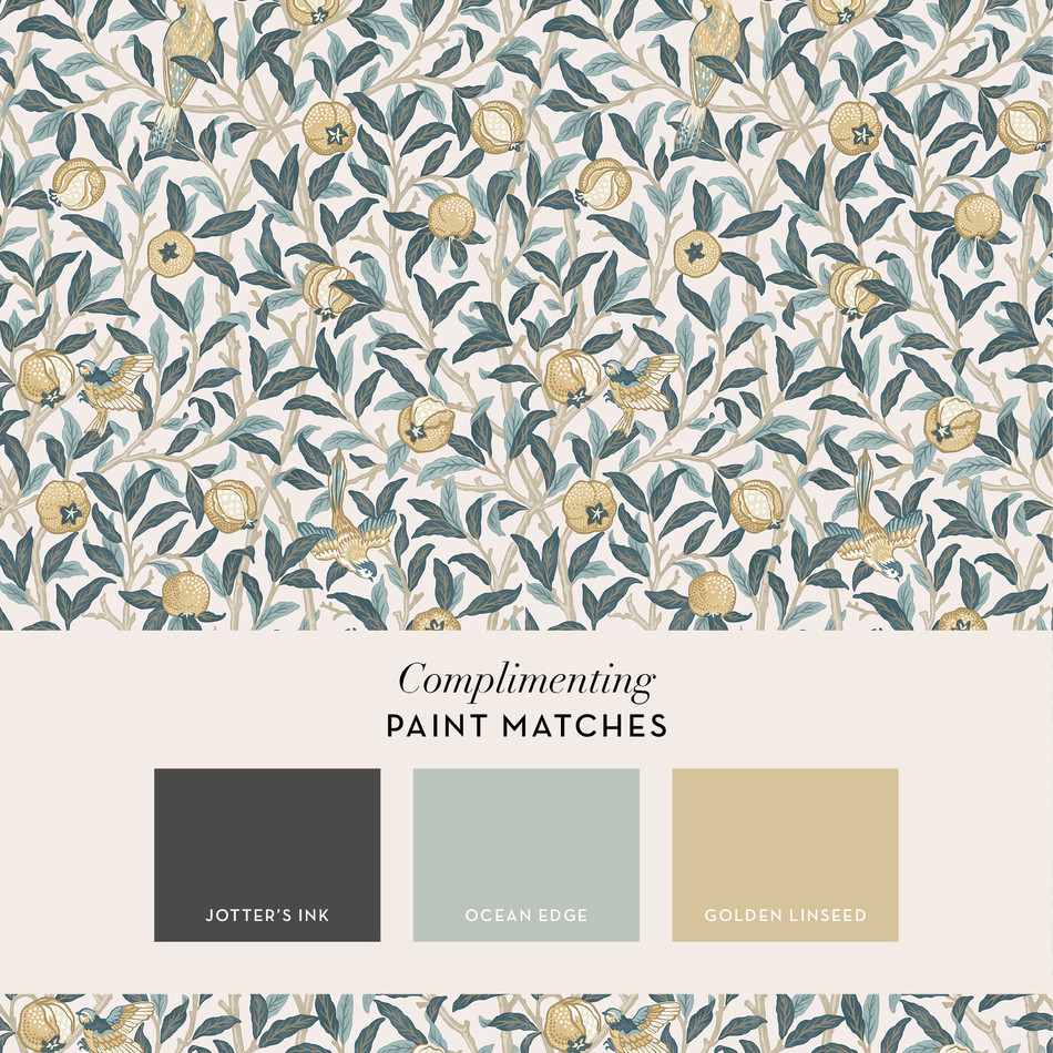 140501 Bird & Pomegranate Cloudy Blues William Morris at Home Wallpaper by Graham & Brown