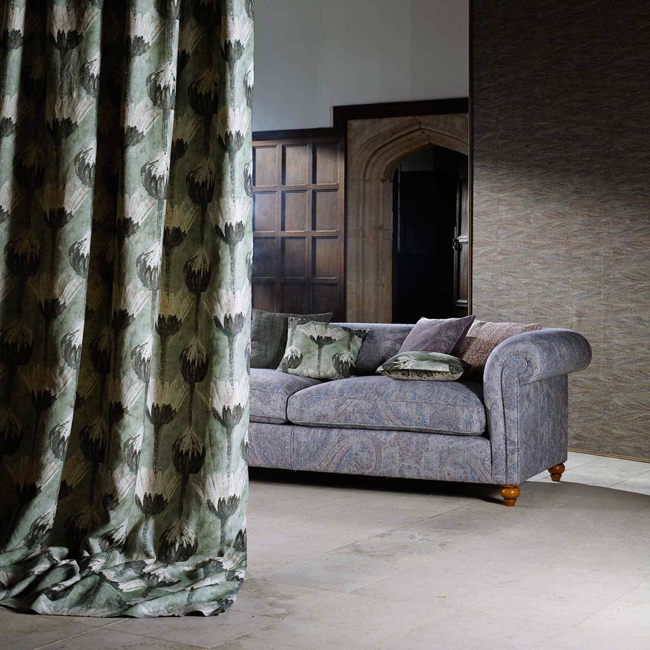 322609 Marketa Indienne Logwood Grey Fabric by Zoffany 322609 Marketa Indienne Logwood Grey Fabric by Zoffany