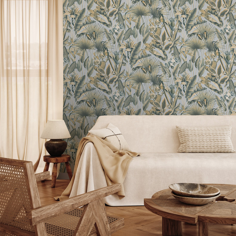 400013 Zanzibar Chalky Blue Vasari Wallpaper by Rasch 400013 Zanzibar Chalky Blue Vasari Wallpaper by Rasch