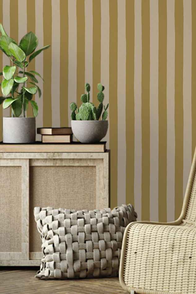 MHP-050-064 Medium Hand Painted Stripe Roll II Wallpaper by Josephine Munsey