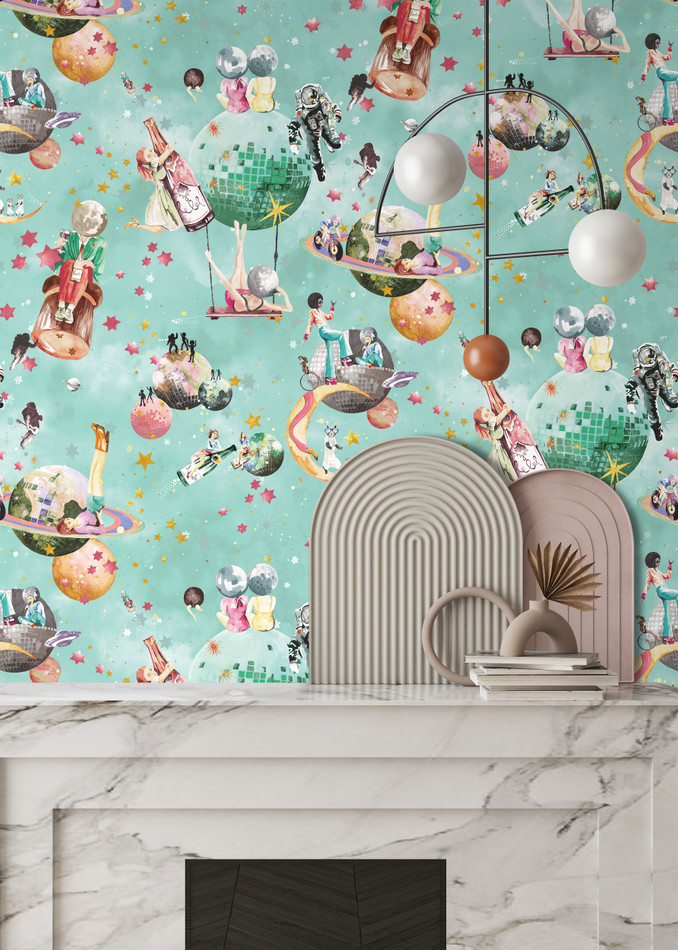 BMGI006/02A Cosmic Groove Aquamarine Wallpaper by Brand McKenzie BMGI006/02A Cosmic Groove Aquamarine Wallpaper by Brand McKenzie