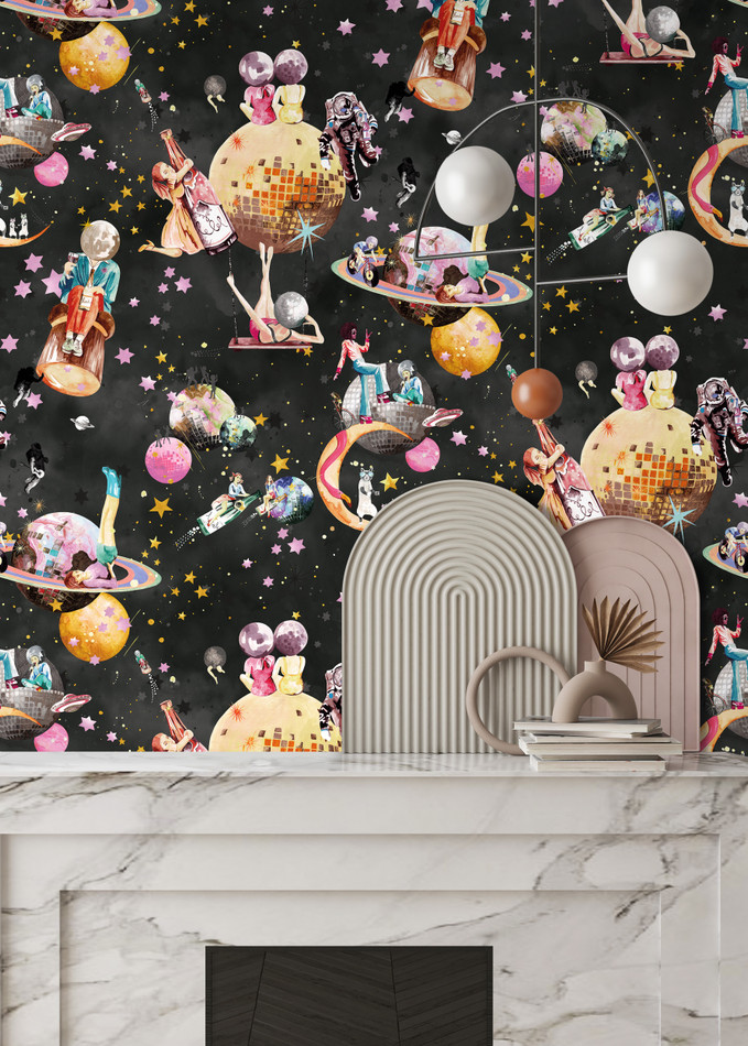 BMGI006/02C Cosmic Groove Charcoal Wallpaper by Brand McKenzie BMGI006/02C Cosmic Groove Charcoal Wallpaper by Brand McKenzie