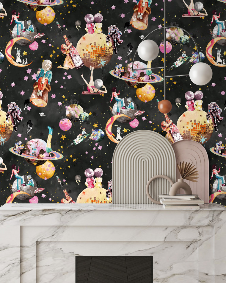BMGI006/02C Cosmic Groove Charcoal Wallpaper by Brand McKenzie BMGI006/02C Cosmic Groove Charcoal Wallpaper by Brand McKenzie
