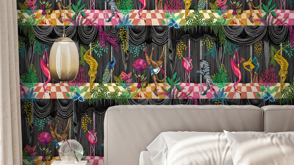 BMGI006/03C Creature Club Slate Black Wallpaper by Brand McKenzie