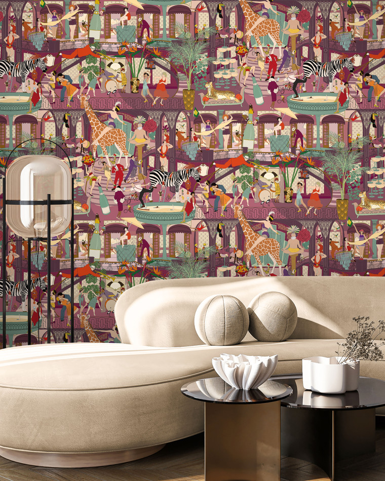 BMGI006/06B Mayhem Mansion Grape Wallpaper by Brand McKenzie
