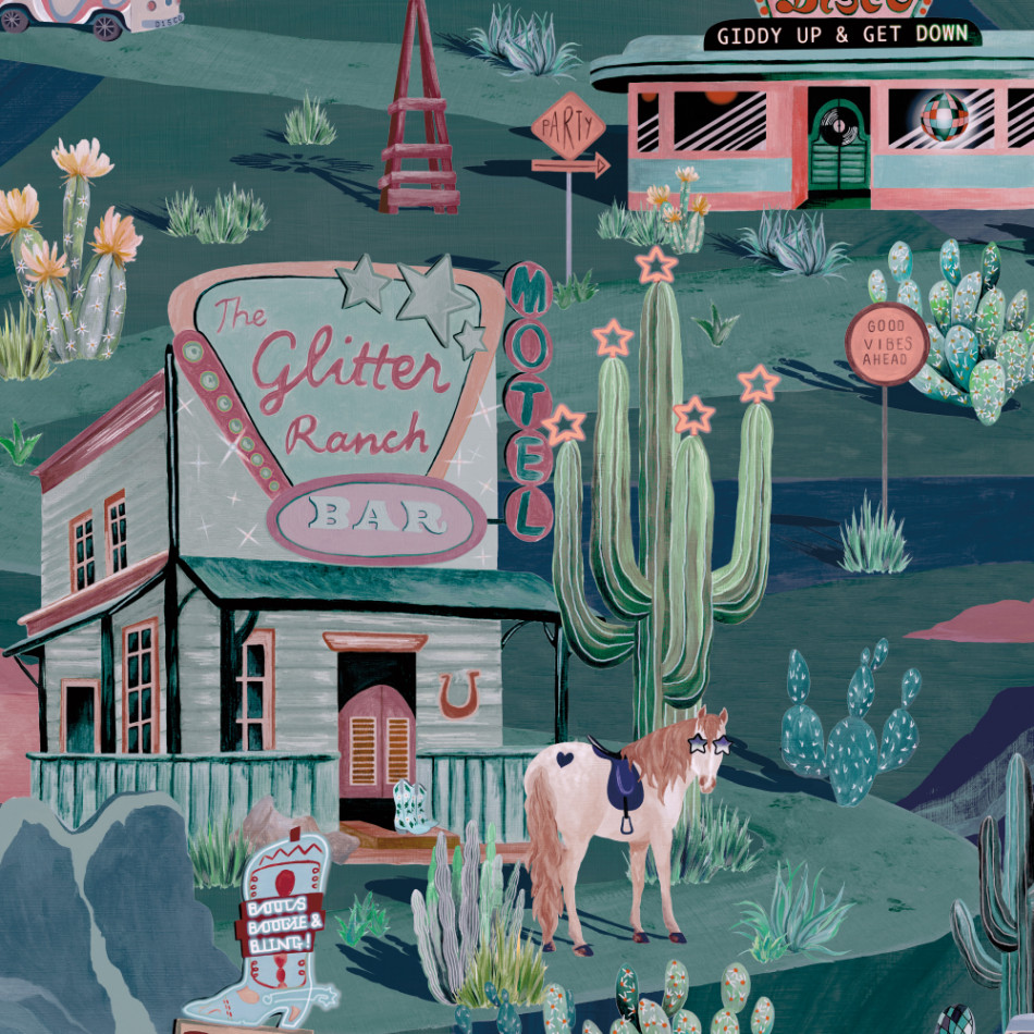 BMGI006/08C The Glitter Ranch Gunmetal Green Wallpaper by Brand McKenzie
