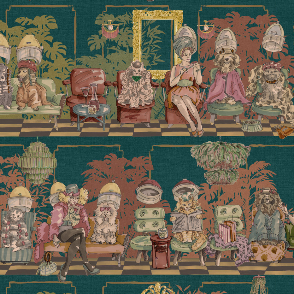 BMGI006/10B The Parlour Teal Tone Wallpaper by Brand McKenzie