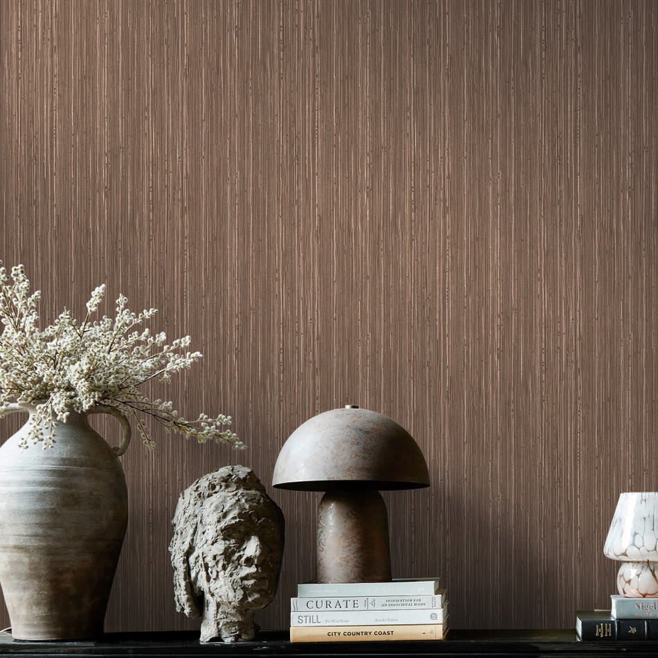 140099 Fibre Stripe Sable Wallpaper  by Abigail Ahern