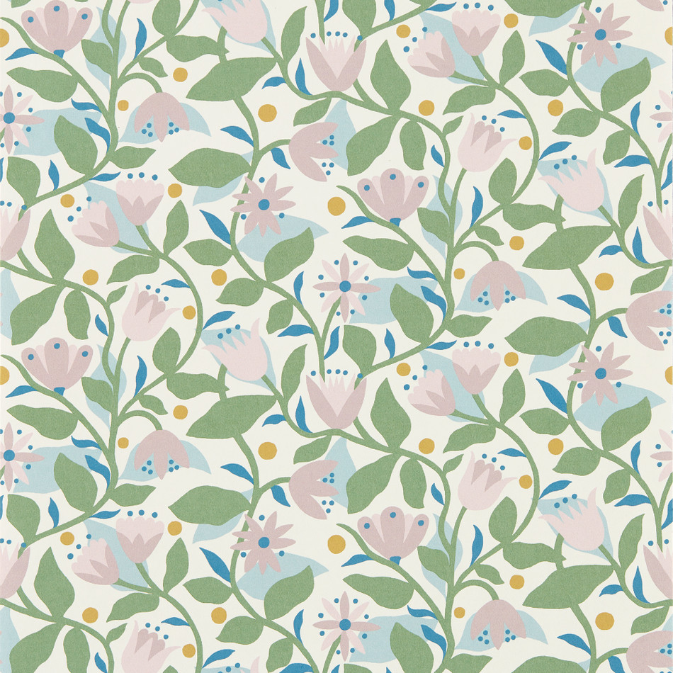 113283 Dancing Daisies Oakham Lilac Wallpaper by Scion