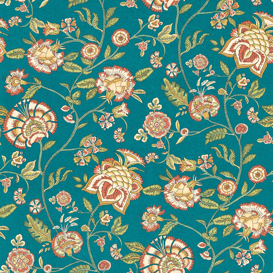 W0232/04 Barmeri Indira Spice Teal Wallpaper by Clarke & Clarke