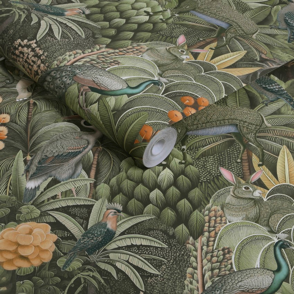 142316 Jungle Jamboree Sage Wallpaper by Graham & Brown