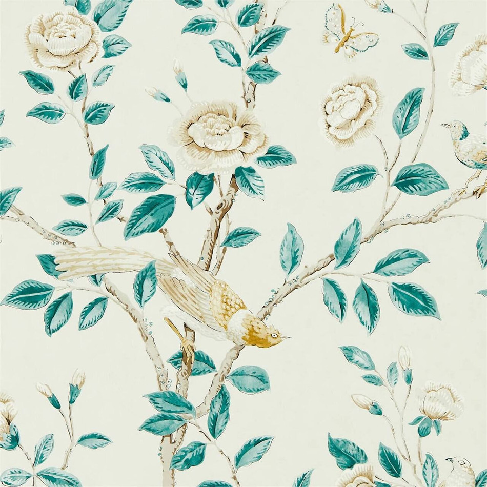 216794 Andhara Teal-Cream Caspian Wallpaper by Sanderson