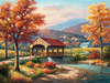 SUNSOUT INC - Covered Bridge in Fall - 500 pc Jigsaw Puzzle by Artist: Sung Kim - Finished Size 18" x 24" - MPN# 36610