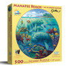 SUNSOUT INC - Manatee Beach - 500 pc Round Jigsaw Puzzle by Artist: Corbert Gauthier - Finished Size 19.5" rd - MPN# 55968