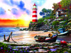 SUNSOUT INC - Lighthouse Harbor - 1000 pc Jigsaw Puzzle by Artist: Image World - Finished Size 20" x 27" - MPN# 42925