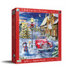 SUNSOUT INC - A Red Car for Christmas - 500 pc Jigsaw Puzzle by Artist: Marcello Corti - Finished Size 19" x 19" Christmas - MPN# 60668