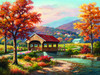 SUNSOUT INC - Fall at the Covered Bridge - 1000 pc Jigsaw Puzzle by Artist: Sung Kim - Finished Size 20" x 27" - MPN# 36608