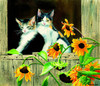 SUNSOUT INC - Kittens and Sunflowers - 550 pc Jigsaw Puzzle by Artist: Susan Bourdet - Finished Size 15.5" x 18" - MPN# 28975
