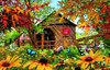 SUNSOUT INC - Autumn Red and Gold - 1000 pc Jigsaw Puzzle by Artist: Celebrate Life Gallery - Finished Size 19" x 30" - MPN# 30106