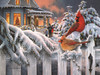 SUNSOUT INC - Cardinals at home for Chrstmas - 1000 pc Jigsaw Puzzle by Artist: Russell Cobane - Finished Size 20" x 27" Christmas - MPN# 36620