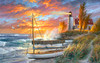 SUNSOUT INC - Point Betsie Lighthouse - 550 pc Jigsaw Puzzle by Artist: Abraham Hunter - Finished Size 15" x 24" - MPN# 69796