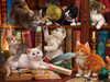 SUNSOUT INC - Library Kittens - 1000 pc Jigsaw Puzzle by Artist: Image World - Finished Size 20" x 27" - MPN# 42962