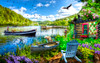 SUNSOUT INC - Cottage at the Lake - 550 pc Jigsaw Puzzle by Artist: Celebrate Life Gallery - Finished Size 15" x 24" Lake - MPN# 30159