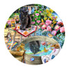 SUNSOUT INC - Kitty Reflections - 500 pc Round Jigsaw Puzzle by Artist: Lori Schory - Finished Size 19.5" rd Cat - MPN# 35256