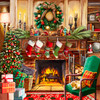 SUNSOUT INC - Resting by the Fireplace - 500 pc Christmas Jigsaw Puzzle by Artist: Nicky Boehme - Finished Size 19" x 19" - MPN# 19143